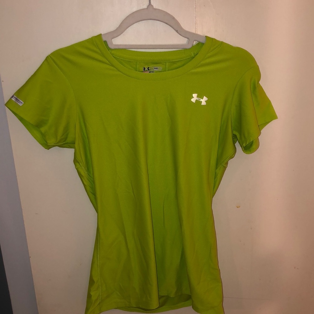 Neon green under armour shirt